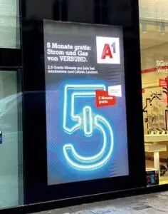 Gallery LED Advertising Display Showcasing a Window Advertisement
